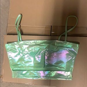 Holographic lime green crop